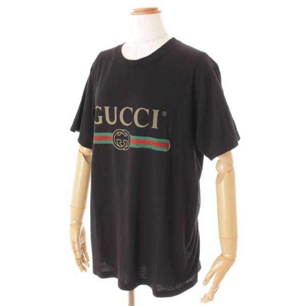 グッチ(Gucci) ロゴ オーバーサイズ コットン Tシャツ フラワー刺繍