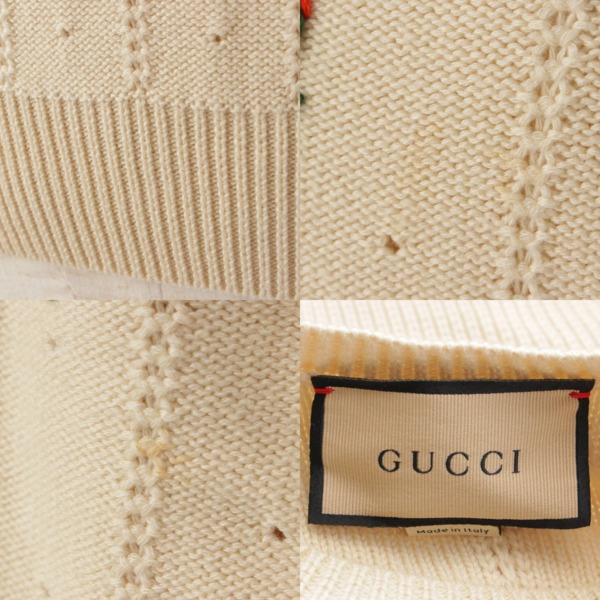 グッチ(Gucci) フローラル 刺繍 ウール×コットン プルオーバー ニット
