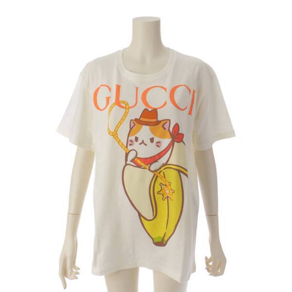 グッチ Gucci ばなにゃ コラボ ロゴ プリント コットン 半袖 Tシャツ