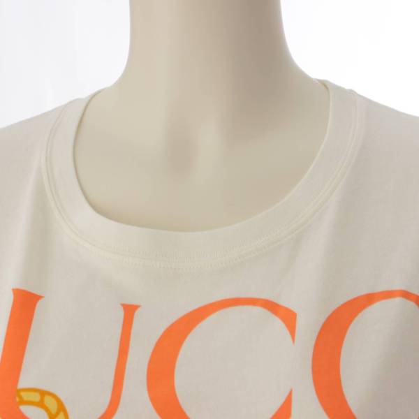 グッチ Gucci ばなにゃ コラボ ロゴ プリント コットン 半袖 Tシャツ 615044 ホワイト XS 中古 通販 retro レトロ