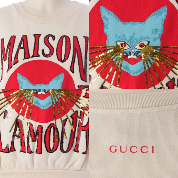グッチ Gucci MAISON DE L'AMOUR キャット スパンコール トレーナー