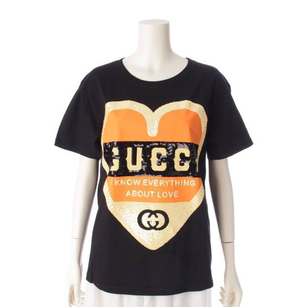 グッチ Gucci 20SS ロゴ ハート スパンコール 半袖 Tシャツ カットソー 
