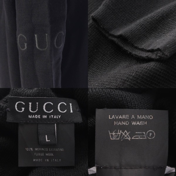 グッチ Gucci トムフォード期 ロゴスリーブ 刺繍 タートルネック ニット セーター ブラック L 中古 通販 retro レトロ