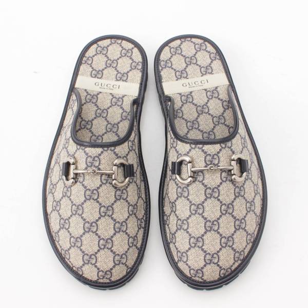 グッチ Gucci メンズ GGスプリーム ホースビット スリッパ ローファー シューズ 694249 ネイビー 9 中古 通販 retro レトロ