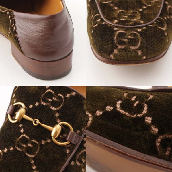 グッチ Gucci メンズ ベロア ホースビット ローファー ドレスシューズ 526298 カーキ 8 1/2 中古 通販 retro レトロ