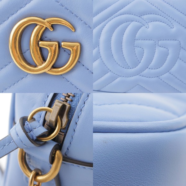 グッチ Gucci GGマーモント キルティング レザー ショルダー カメラバッグ 448065 ブルー 中古 通販 retro レトロ