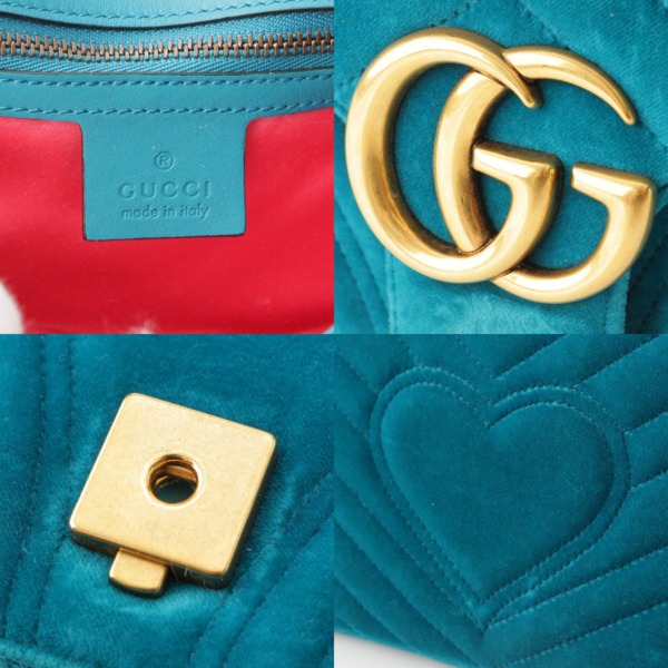 グッチ Gucci GGマーモント ベロア ベルベット チェーンショルダーバッグ 443497 グリーン 中古 通販 retro レトロ