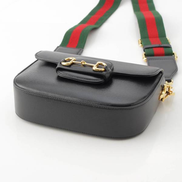 グッチ Gucci ホースビット 1955 シェリーライン レザー ショルダーバッグ 700457 ブラック 中古 通販 retro レトロ