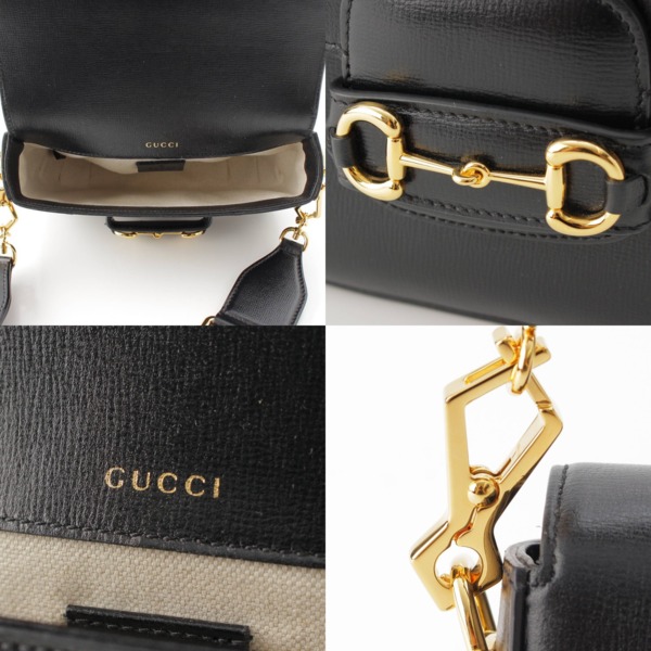 グッチ Gucci ホースビット 1955 シェリーライン レザー ショルダーバッグ 700457 ブラック 中古 通販 retro レトロ