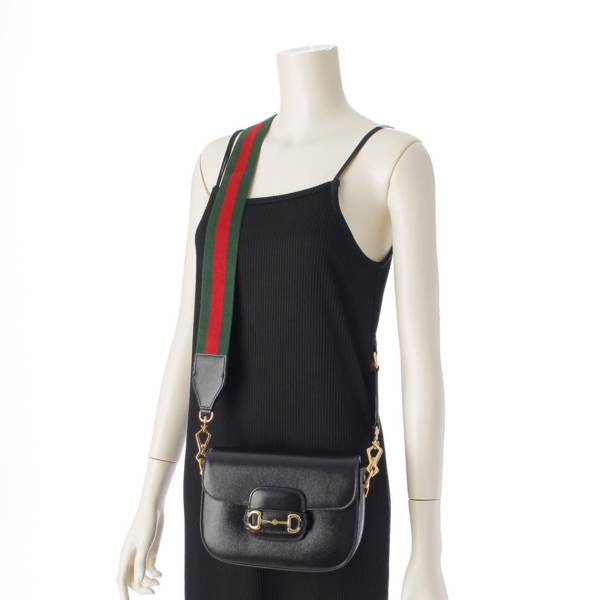 グッチ Gucci ホースビット 1955 シェリーライン レザー ショルダーバッグ 700457 ブラック 中古 通販 retro レトロ