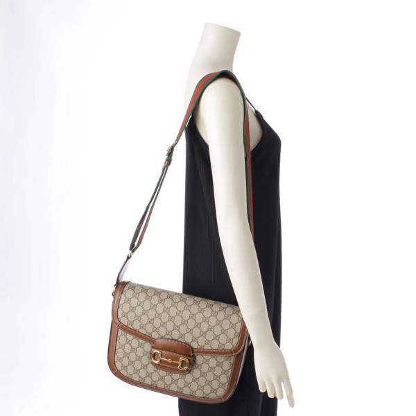 グッチ Gucci ホースビット1955 GGスプリーム ショルダーバッグ 700457 ベージュ×ブラウン 中古 通販 retro レトロ