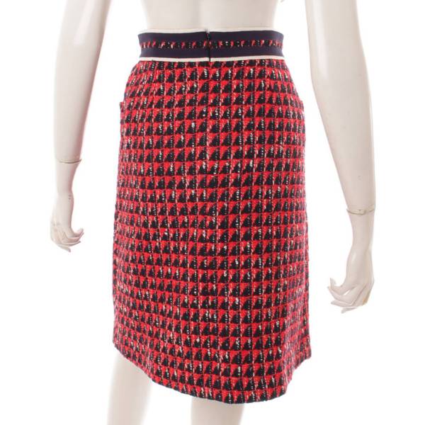 グッチ(Gucci) 2018年 ツイード タイガーヘッドボタン 総柄 スカート 
