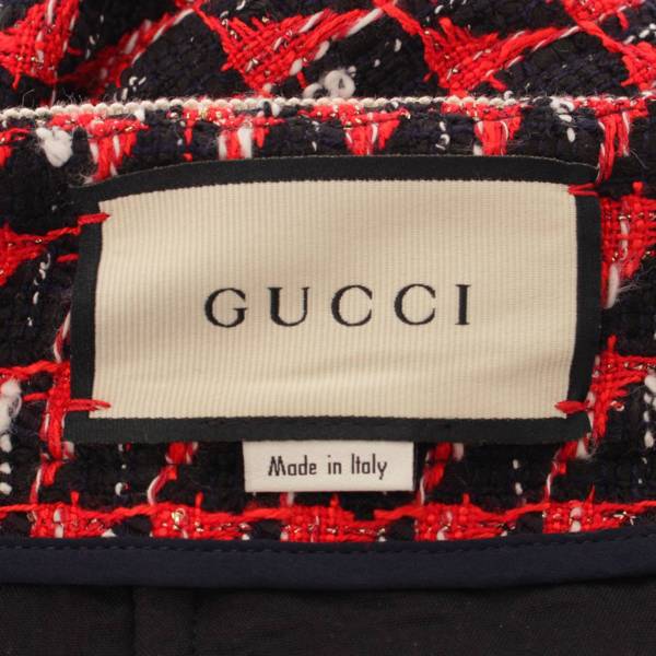 グッチ(Gucci) 2018年 ツイード タイガーヘッドボタン 総柄 スカート