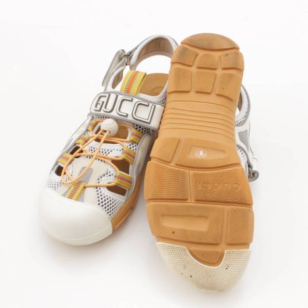 【セール定番】GUCCI/レザー＆メッシュサンダル/ホワイト 靴