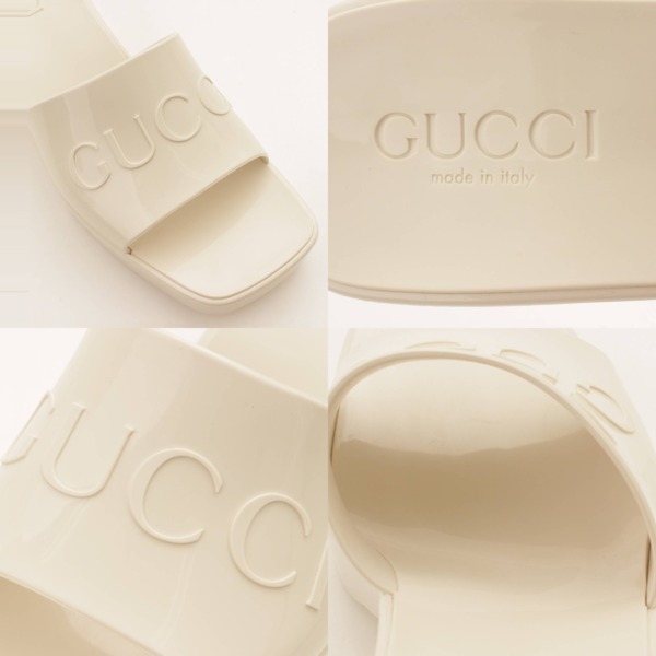 グッチ(Gucci) ラバー ロゴ スライドサンダル 624730 ホワイト 36 中古