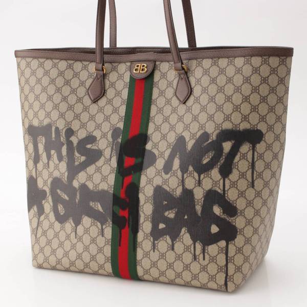 グッチ Gucci バレンシアガ グラフィティ ハッカープロジェクト トートバッグ 680127 ベージュ 中古 通販 retro レトロ