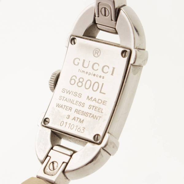 グッチ(Gucci) バングルウオッチ 腕時計 レザー 6800L ホワイト 