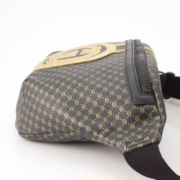 グッチ Gucci ダッパーダン レザー ウエストポーチ ボディバッグ 536416 ブラック×ゴールド 中古 通販 retro レトロ