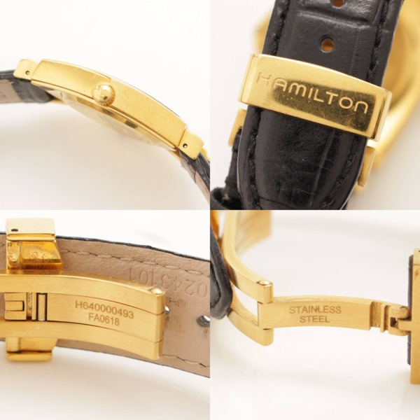 ハミルトン(Hamilton) ベンチュラ クオーツ 腕時計 H243010 ゴールド ブラック レザー 革 中古 通販 retro レトロ