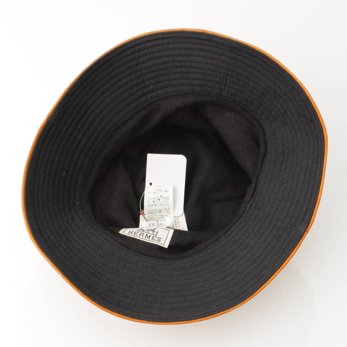 エルメス(Hermes) CHAPEAU レザー リネンキャンバス バケットハット