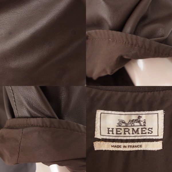 エルメス(Hermes) メンズ ディアスキン レザージャケット ハーフコート 