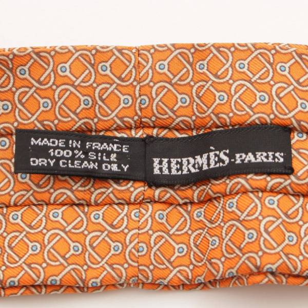 エルメス(Hermes) シルク アスコットタイ 総柄 オレンジ 中古 通販