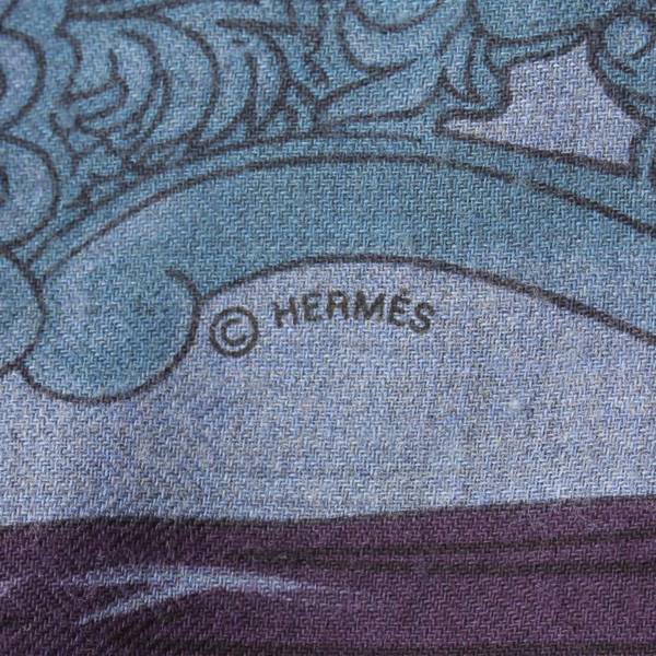 エルメス(Hermes) カレ140 カシミヤ シルク スカーフ ショール Cavalleria d Etriers ブルー 中古 通販 retro  レトロ