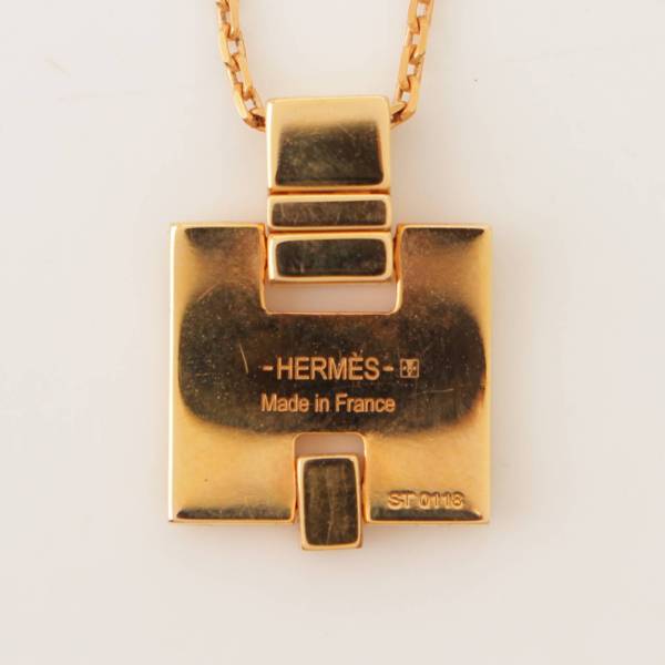 エルメス(Hermes) アイリーン Hモチーフ ネックレス ゴールド×ホワイト