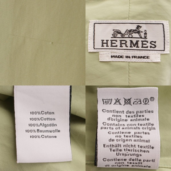 エルメス(Hermes) メンズ セリエボタン コットン ノーカラー シャツ