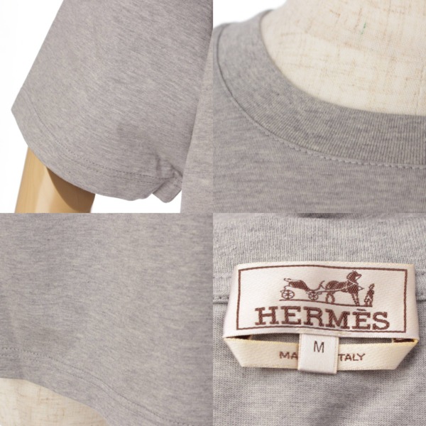 エルメス(Hermes) 23SS ラウンドネック ミニ レザー パッチ Tシャツ