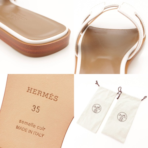 エルメス(Hermes) オラン レザー フラット サンダル ORAN ホワイト 35