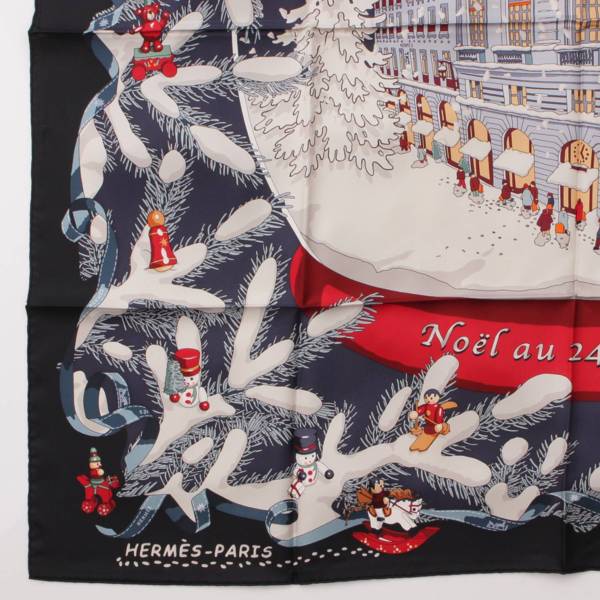 NSSレディースエルメス Faubourg フォーブル24番地のクリスマス　馬カレ90 スカーフ