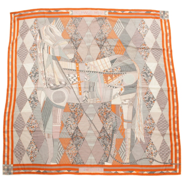 140×140cm【HERMES】Patchwork Horse shawl 140 スカーフ