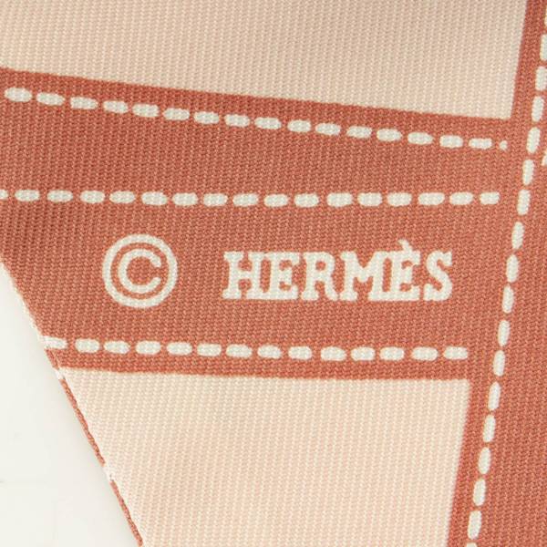エルメス(Hermes) リボン柄 ツイリー シルク スカーフ ピンク 中古 