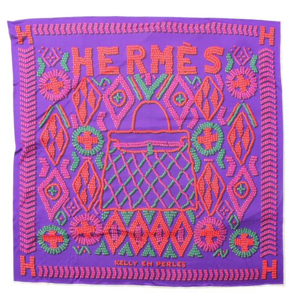 エルメス(Hermes) カレ90 シルクジャージー スカーフ KELLY EN PERLES 