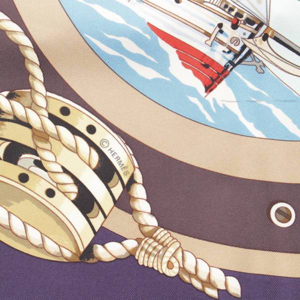 エルメス カレ90 BELLES AMURES 帆の美学 帆船 灯台 スカーフ シルク レディース HERMES 【219-17518】