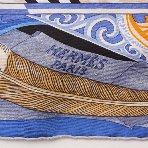 エルメス(Hermes) カレ90 シルクスカーフ KAWA ORA カワ オラ ブルー 