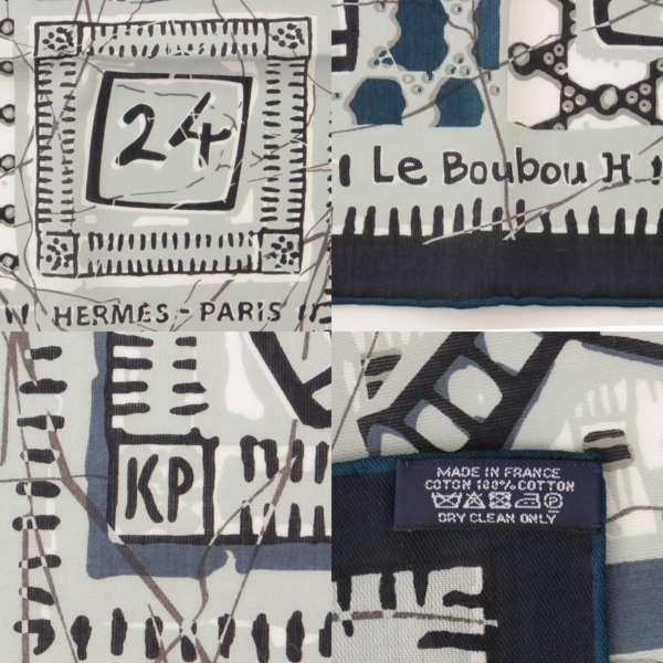 エルメス(Hermes) カレ65 コットン スカーフ Le Boubou H ブルー 中古