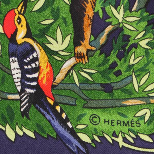 エルメス カレ90 SICHLIAN シチリアの動物 四川省 シルク ネイビー スカーフ 紺 0133  HERMES