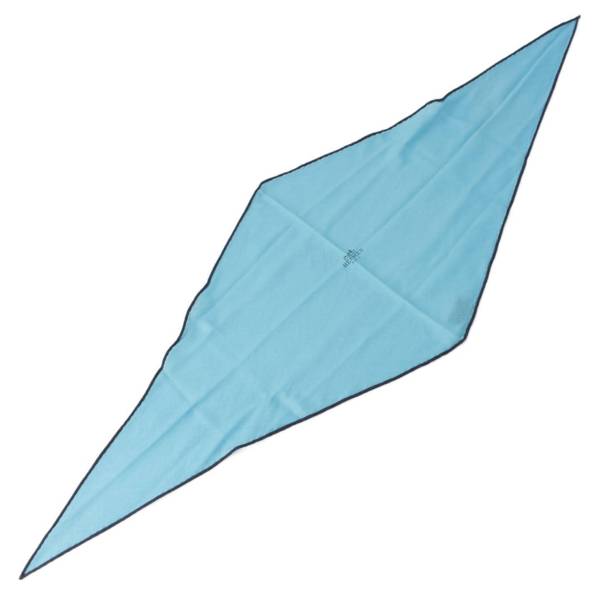 HERMES　エルメス　スカーフ　菱形　カシミア　シルク　ブルー　0928バンダナ/スカーフ