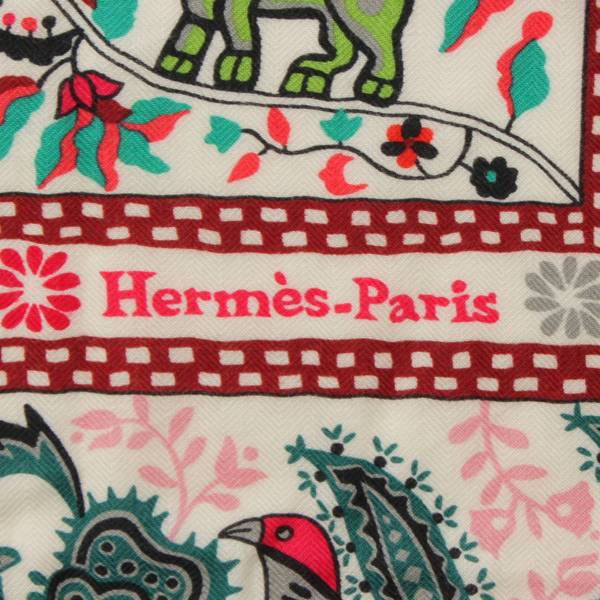 エルメス Hermes カレ140 カレジェアン カシミヤ シルクスカーフ Jardins de soie マルチカラー 中古 通販 retro レトロ