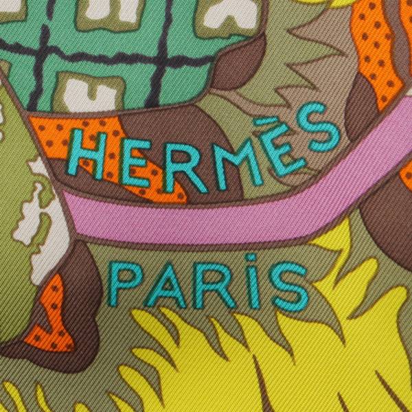 【美品】HERMES エルメス カレ90 スカーフ インドの花シルク100％