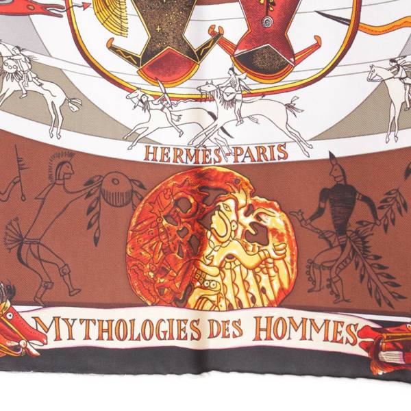 エルメス Hermes カレ90 LES MYTHOLOGIES DES HOMMES ROUGES 褐色の男達の伝説 シルクスカーフ 中古 通販  retro レトロ