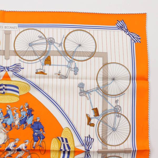 エルメス Hermes カレ70 シルクスカーフ LES BECANES 自転車 H983866S