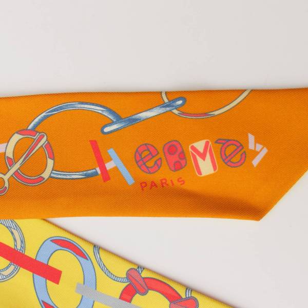 エルメス Hermes ツイリー Do Re Boucles ドレブックル シルク スカーフ オレンジ×イエロー 中古 通販 retro レトロ