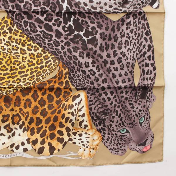 エルメス Hermes カレ90 シルク スカーフ Lazy Leopardesses レイジー レオパード ベージュ 中古 通販 retro レトロ