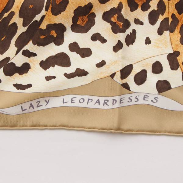 エルメス Hermes カレ90 シルク スカーフ Lazy Leopardesses レイジー レオパード ベージュ 中古 通販 retro レトロ