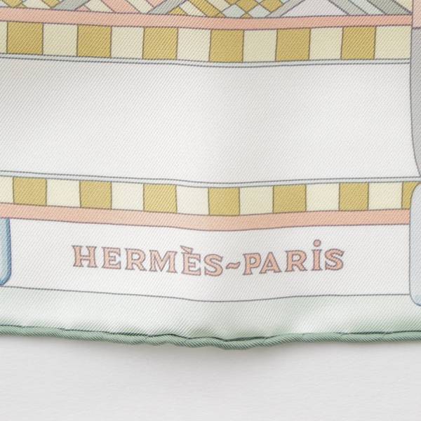 エルメス Hermes カレ90 Sangles en Zigzag ジグザグのサングル シルクスカーフ ピンク×グレー 中古 通販 retro レトロ