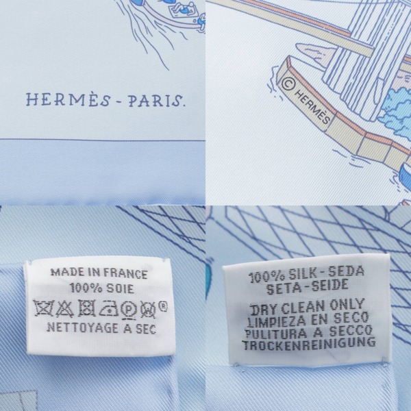 エルメス Hermes カレ90 THE BATTERY NEW-YORK バッテリー ニューヨーク シルクスカーフ ブルー 中古 通販 retro  レトロ