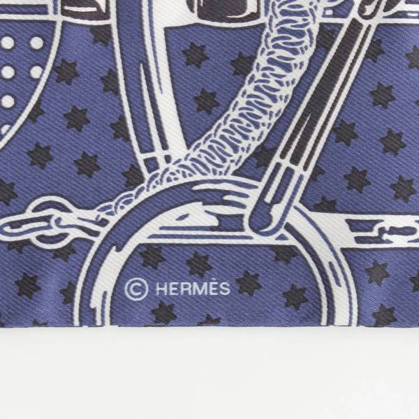 エルメス Hermes ツイリー シルク スカーフ Eperon d'Or Bandana バンダナ柄 ネイビー×グリーン 中古 通販 retro  レトロ